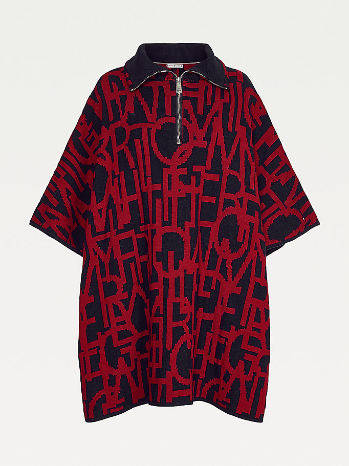 Tommy Hilfiger Oversized Spell Out Print E Gensere Dame Blå | YMATKO-186