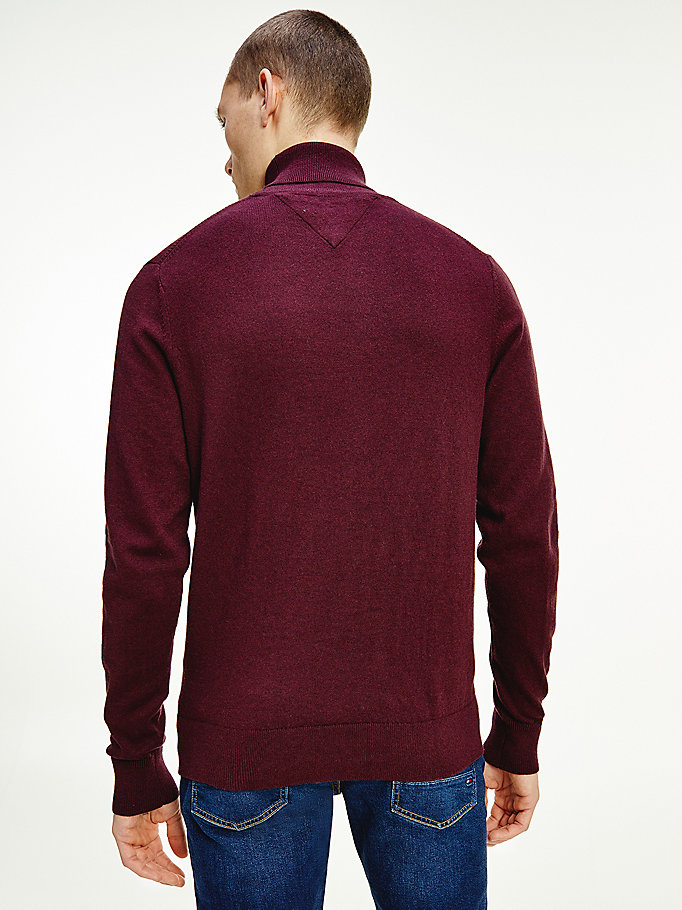 Tommy Hilfiger Pima Bomull Cashmere Roll Neck Gensere Herre Rød | GNDITY-502