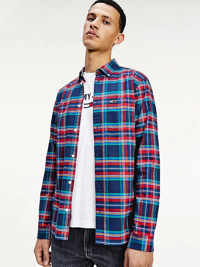 Tommy Hilfiger Plaid Check Organic Bomull Skjorte Herre Rød | POUYEW-934