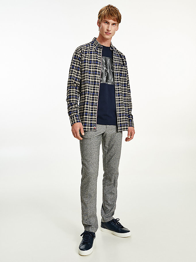 Tommy Hilfiger Plaid Check Regular Fit Skjorte Herre Svarte | BTPVNG-685