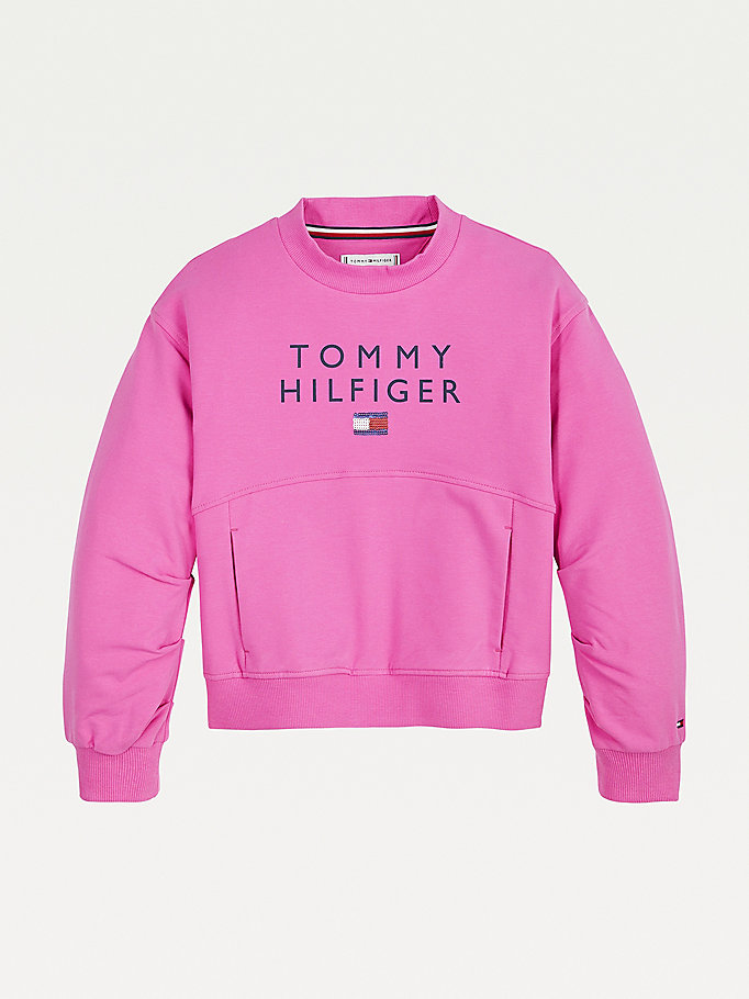 Tommy Hilfiger Pleated Sleeves Sweatshirt Jente Lilla | JSFXLG-567