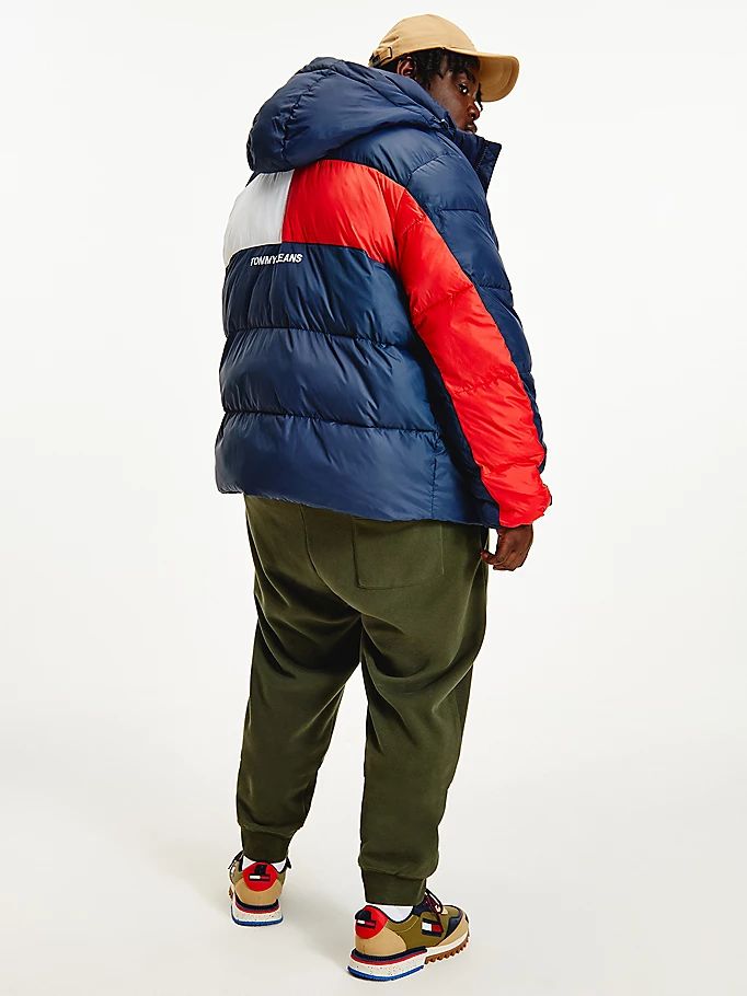 Tommy Hilfiger Plus Flag Puffer Jakke Herre Blå | KFWZRN-784