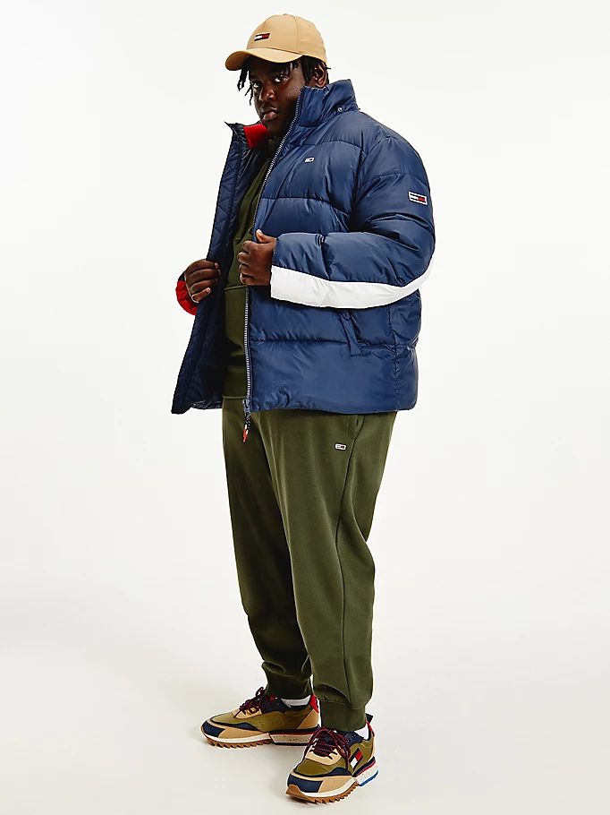 Tommy Hilfiger Plus Flag Puffer Jakke Herre Blå | KFWZRN-784