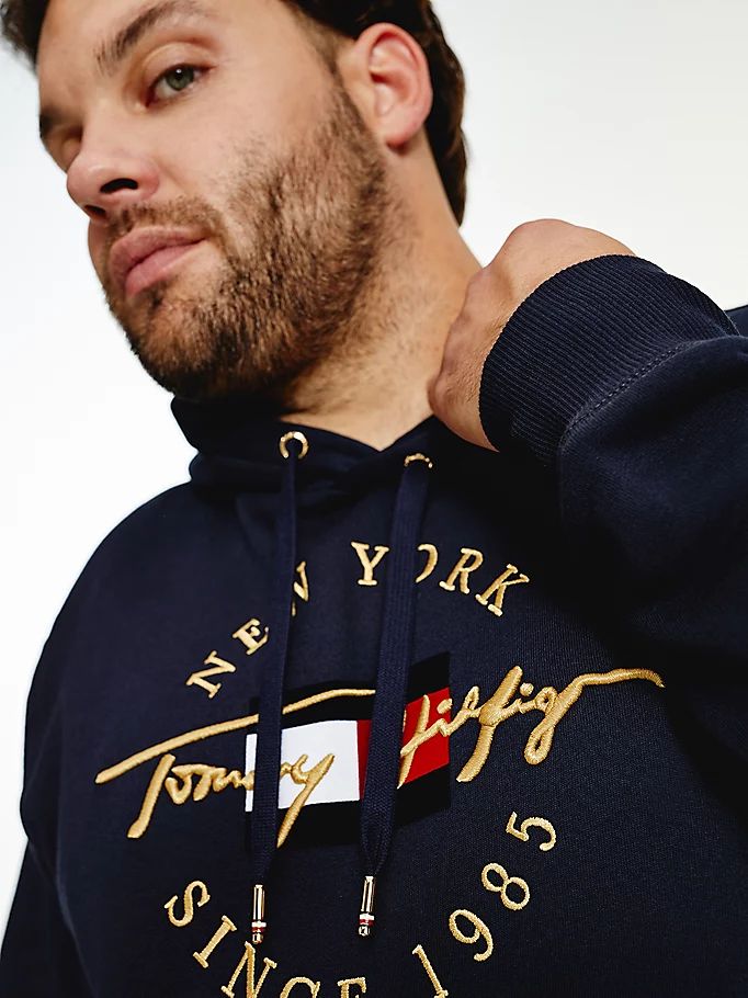 Tommy Hilfiger Plus Icons Logo Fleece Hettegensere Herre Blå | DGIEYB-764