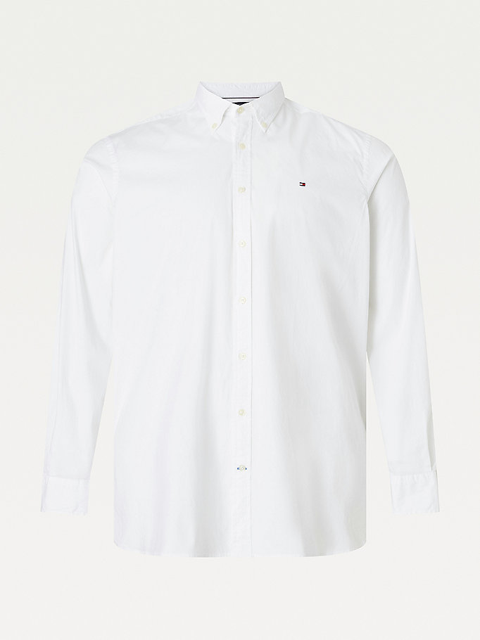 Tommy Hilfiger Plus Stretch Bomull Poplin Skjorte Herre Hvite | ZYSTBQ-762