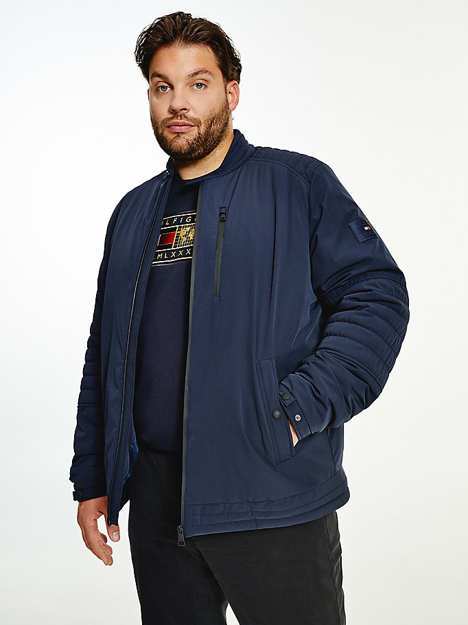 Tommy Hilfiger Plus Zip-Thru Racer Jakke Herre Blå | ZOHXKT-304