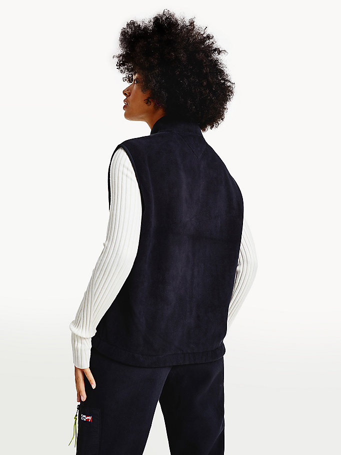 Tommy Hilfiger Polar Fleece Zip-Thru Vest Hettegensere Dame Svarte | NGTOKP-062