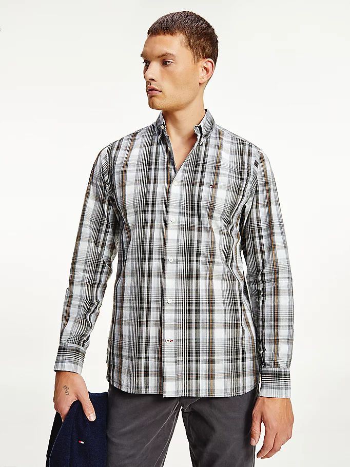 Tommy Hilfiger Poplin Check Regular Fit Skjorte Herre Blå | KTQAGM-564