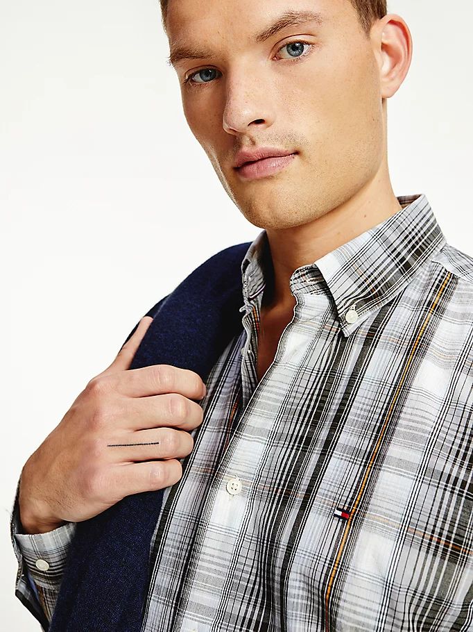 Tommy Hilfiger Poplin Check Regular Fit Skjorte Herre Blå | KTQAGM-564