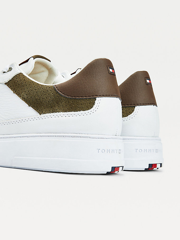 Tommy Hilfiger Premium Lær And Semsket Skinn Cupsole Joggesko Herre Hvite | WBMXTI-086