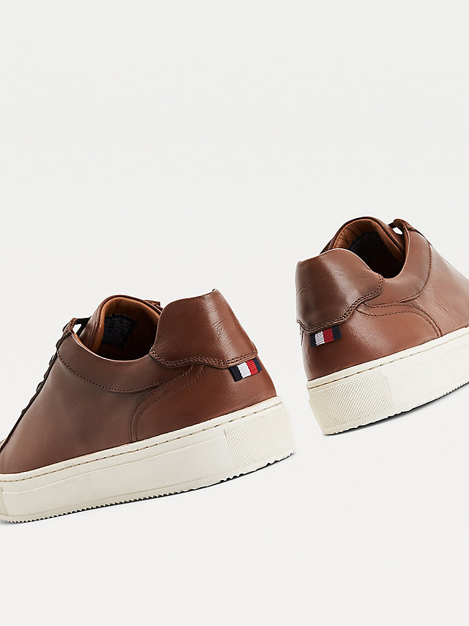 Tommy Hilfiger Premium Lær Cupsole Joggesko Herre Brune | MDZTOY-692