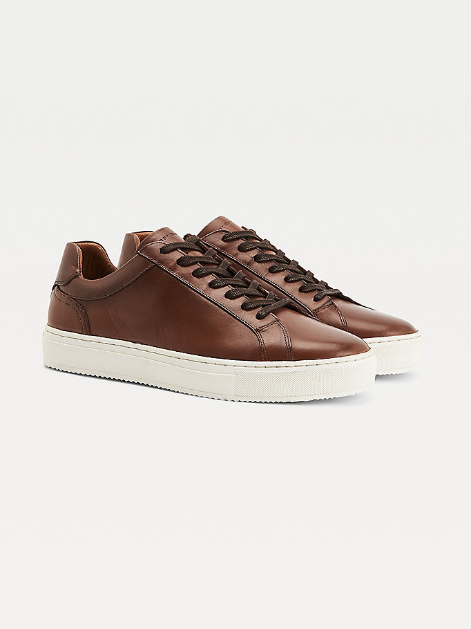 Tommy Hilfiger Premium Lær Cupsole Joggesko Herre Brune | MDZTOY-692