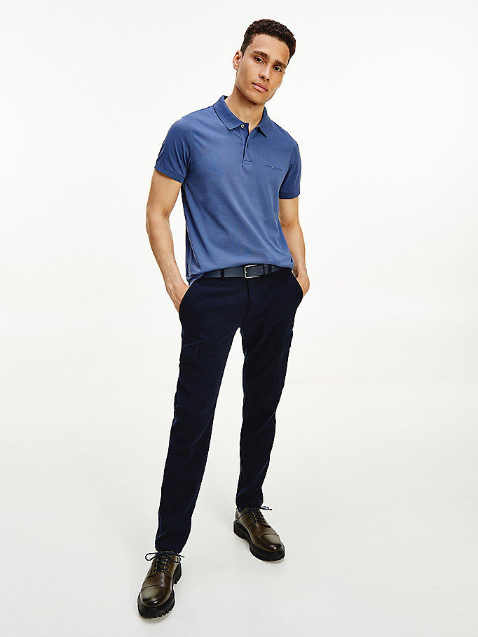 Tommy Hilfiger Pure Bomull Slim Fit Polo T Skjorte Herre Blå | HCSGMY-018