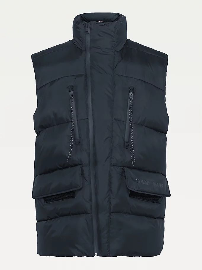 Tommy Hilfiger Recycled Asymmetric Down Vest Jakke Herre Svarte | BYQZCA-385