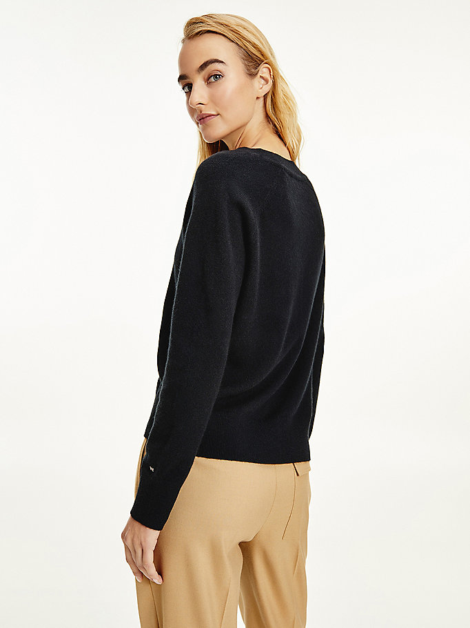 Tommy Hilfiger Recycled Cashmere Crew Neck Gensere Dame Svarte | PVNJBX-583