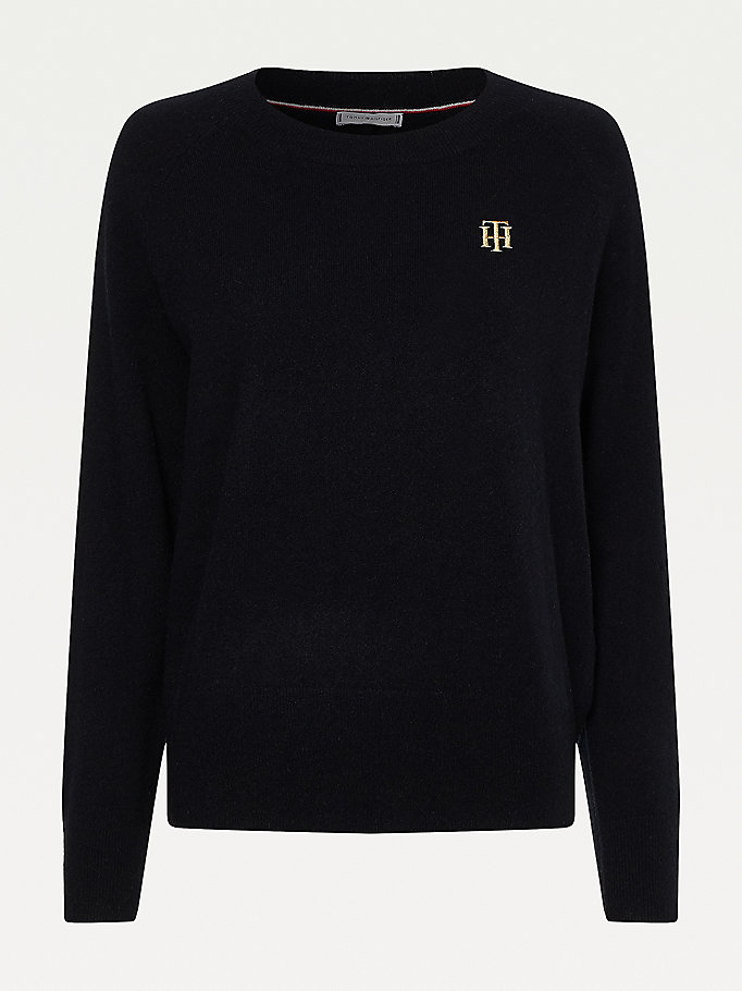 Tommy Hilfiger Recycled Cashmere Crew Neck Gensere Dame Svarte | PVNJBX-583