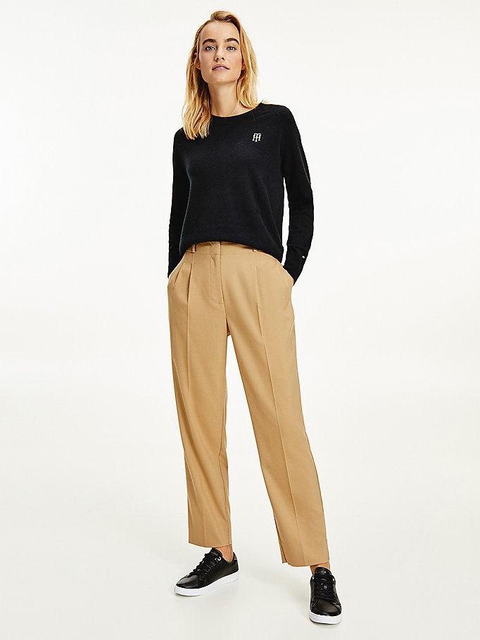 Tommy Hilfiger Recycled Cashmere Crew Neck Gensere Dame Svarte | PVNJBX-583