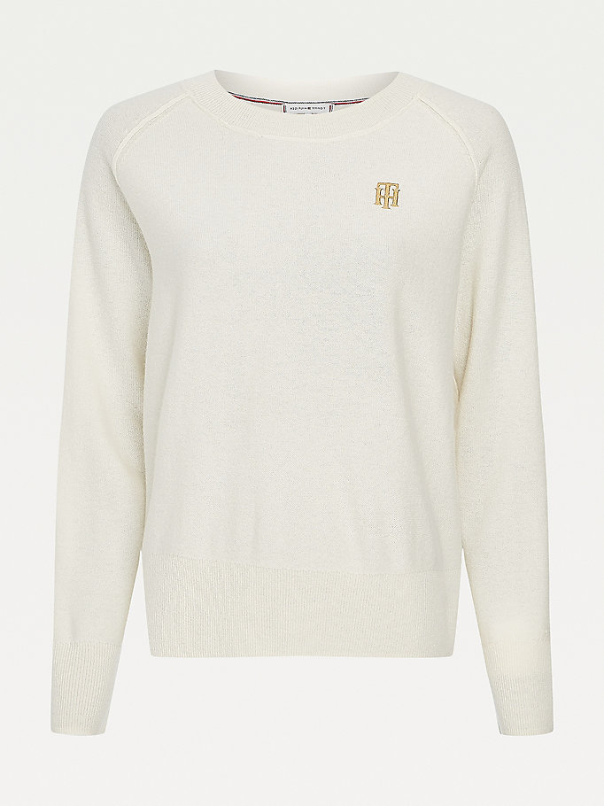 Tommy Hilfiger Recycled Cashmere Crew Neck Gensere Dame Hvite | PZTRBN-074