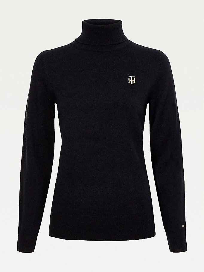 Tommy Hilfiger Recycled Cashmere Roll Neck Gensere Dame Svarte | MFYVCG-283