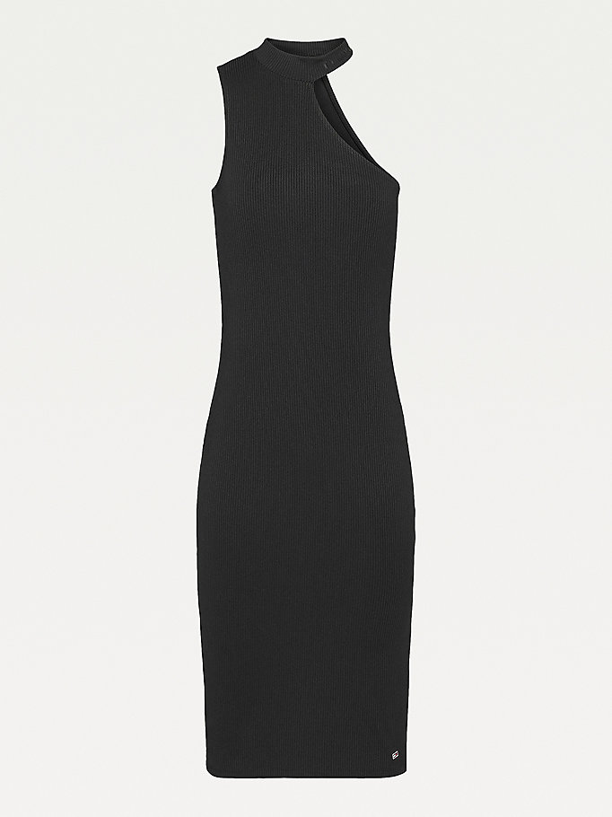 Tommy Hilfiger Recycled Cutout Ribbed Bodycon Kjoler Dame Svarte | VSRPEY-621