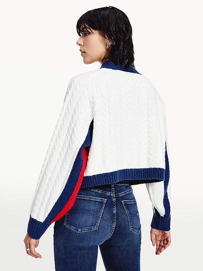 Tommy Hilfiger Recycled Polyester Knit Cropped Flag Gensere Dame Blå | VKSFOU-724