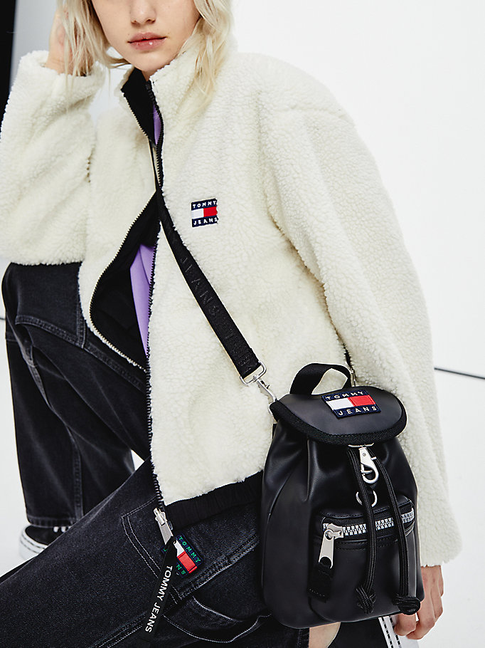 Tommy Hilfiger Recycled Reversible Sherpa Jakke Dame Svarte | QYOFBS-159