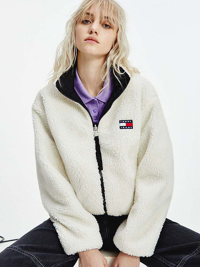 Tommy Hilfiger Recycled Reversible Sherpa Jakke Dame Svarte | QYOFBS-159