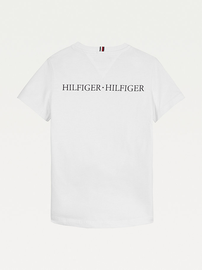 Tommy Hilfiger Reflective Back Logo Bomull T-skjorte Gutt Hvite | GQYROD-486