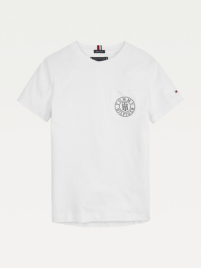 Tommy Hilfiger Reflective Back Logo Bomull T-skjorte Gutt Hvite | GQYROD-486