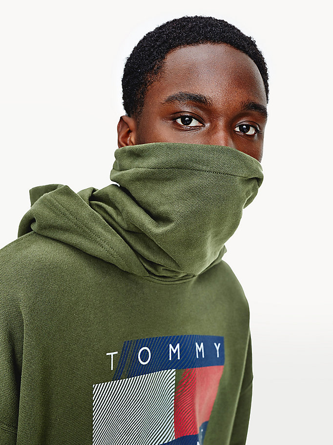 Tommy Hilfiger Reflective Logo Funnel Neck Hettegensere Herre Grønn | UQVINP-497