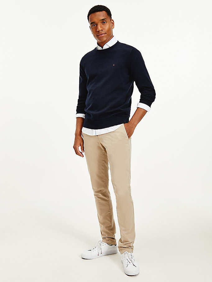 Tommy Hilfiger Regular Fit Crew Neck Gensere Herre Blå | KSOXID-305