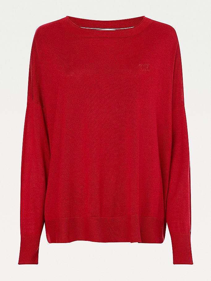 Tommy Hilfiger Relaxed Crew Neck Gensere Dame Rød | BQVXSF-695