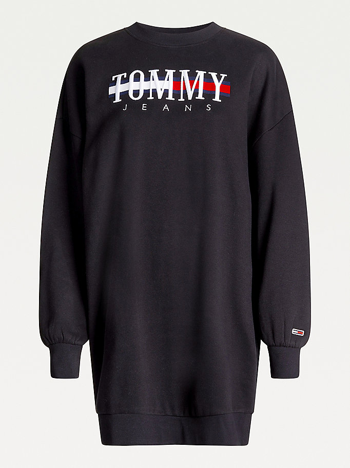 Tommy Hilfiger Relaxed Fit Logo Kjoler Dame Svarte | YCWBKL-823