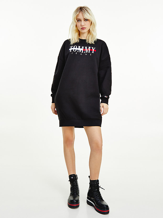 Tommy Hilfiger Relaxed Fit Logo Kjoler Dame Svarte | YCWBKL-823