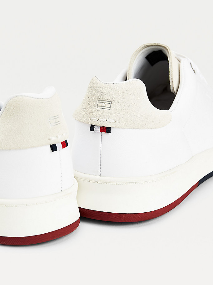 Tommy Hilfiger Retro Lær Cupsole Tennis Joggesko Herre Hvite | LCDQAO-540