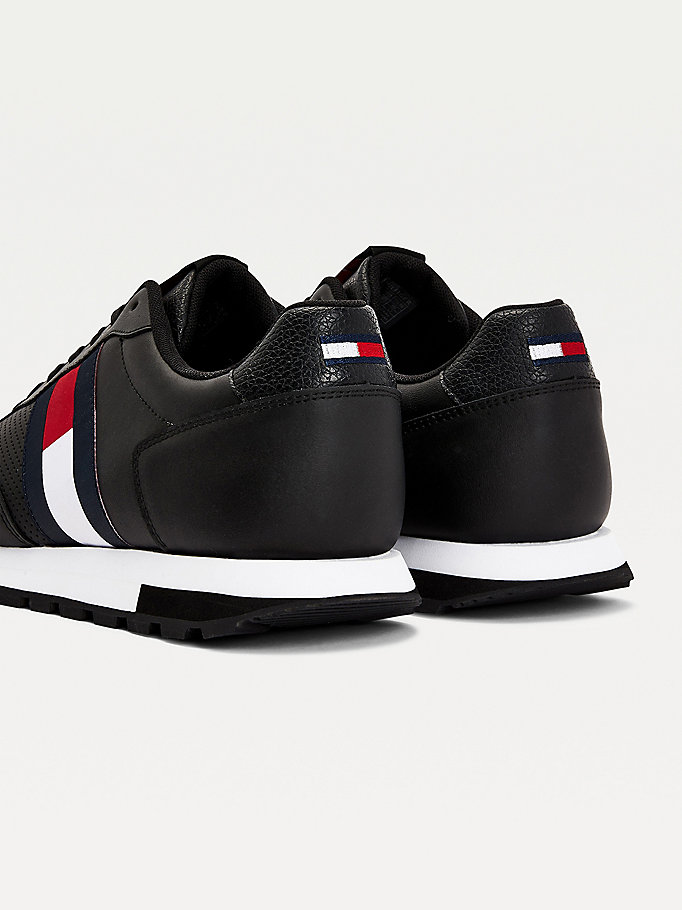 Tommy Hilfiger Retro Lær Joggesko Herre Svarte | DMZCWN-345