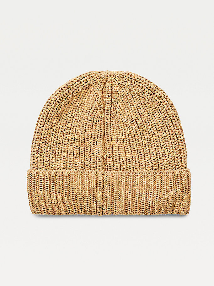 Tommy Hilfiger Rib-Knit Organic Bomull Beanie Hatt Herre Khaki | URCGIO-234