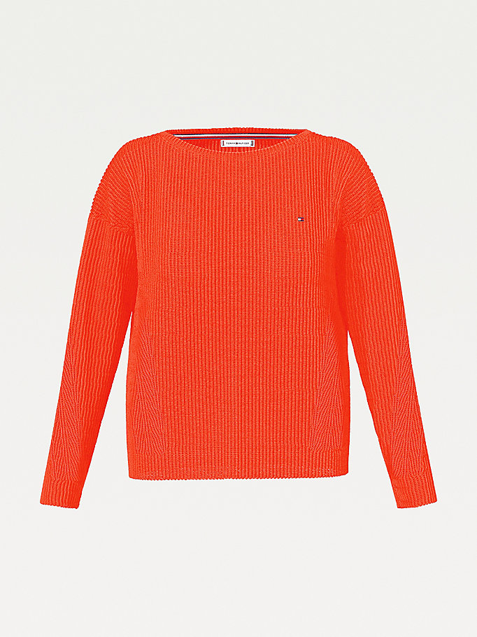 Tommy Hilfiger Rib-Knit Organic Bomull Gensere Dame Rød | PNMAKO-901