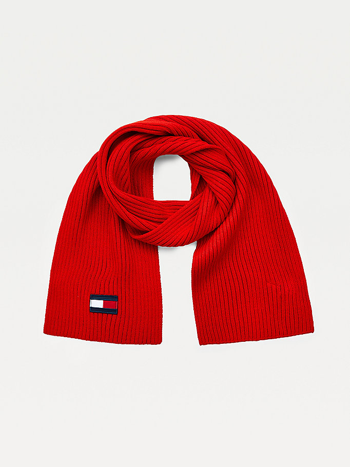 Tommy Hilfiger Rib-Knit Skjerf Gutt Rød | QZARVU-402