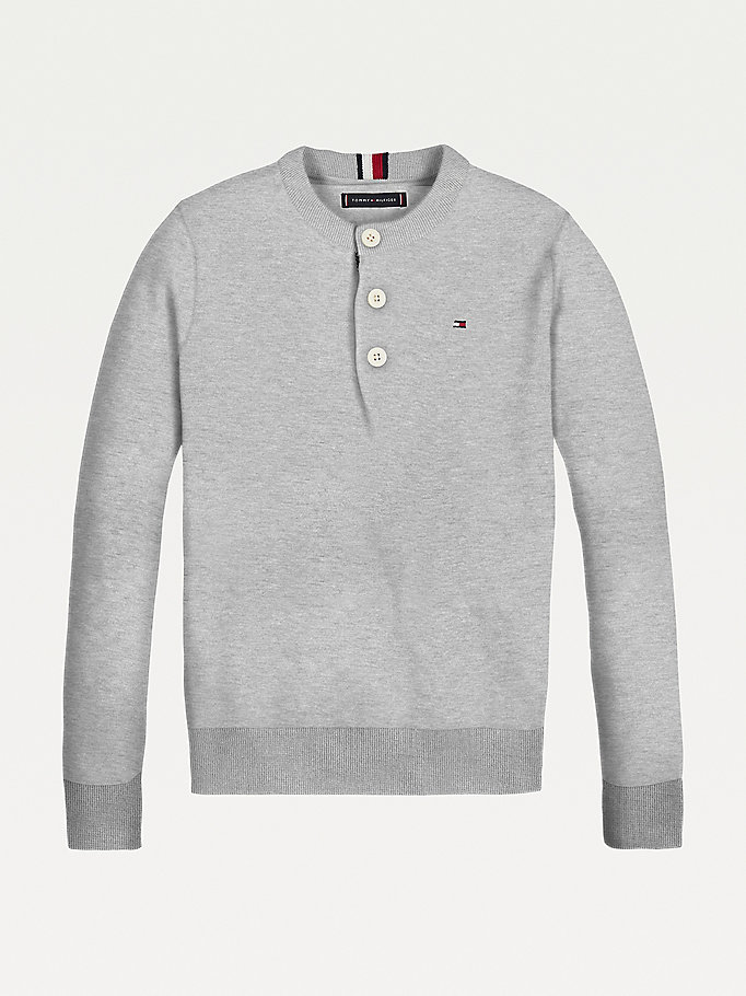 Tommy Hilfiger Ribbed Henley Jumper Gutt Grå | NYREHS-914