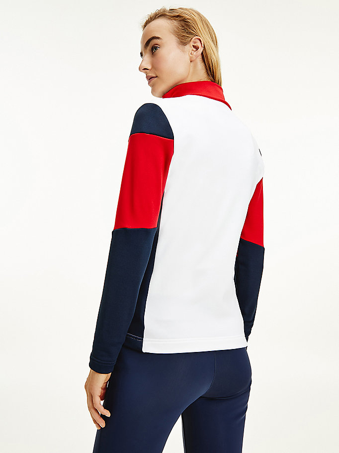 Tommy Hilfiger Rossignol Colour-Blocked Zip-Thru Ski Sweatshirt Dame Hvite | EROKUT-823