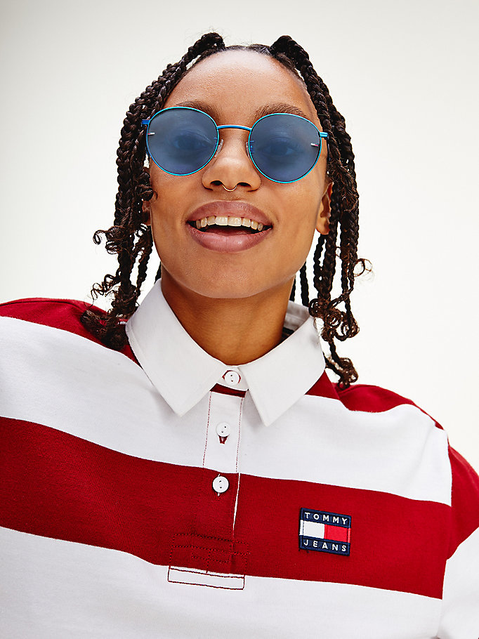 Tommy Hilfiger Round Lens Solbriller Herre Blå | DXTINP-387