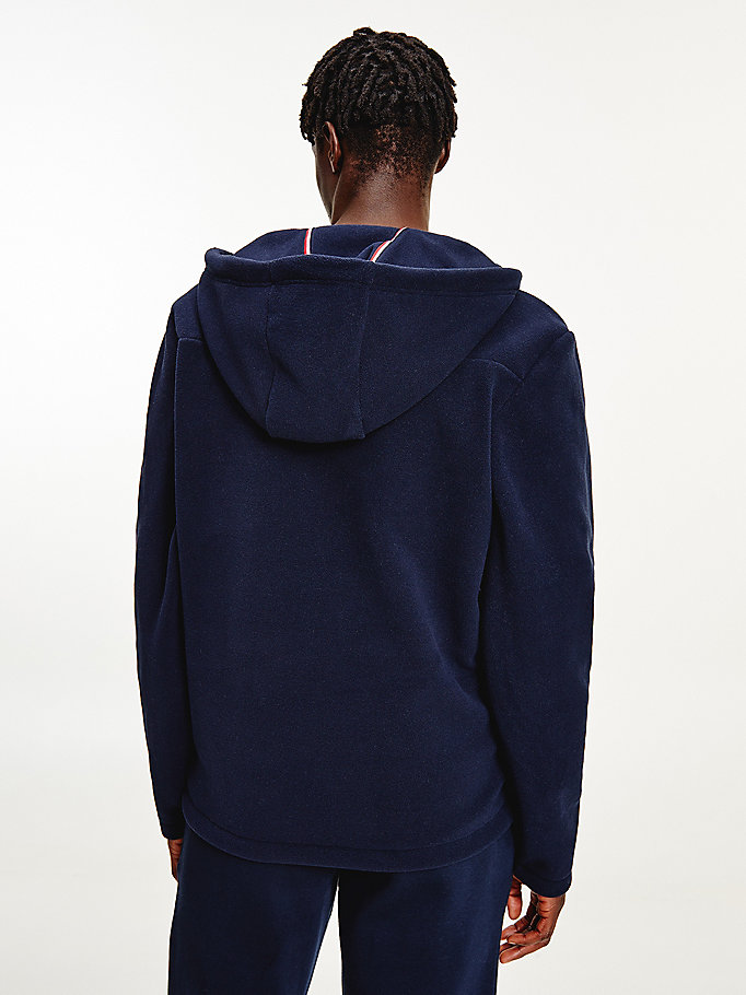 Tommy Hilfiger Script Logo Recycled Fleece Popover Anorak Hettegensere Herre Blå | TMSQRF-859