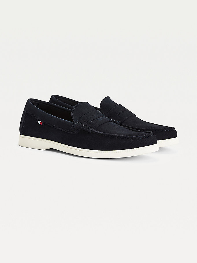 Tommy Hilfiger Semsket Skinn Biodegradable Loafers Herre Blå | MJZHIR-260