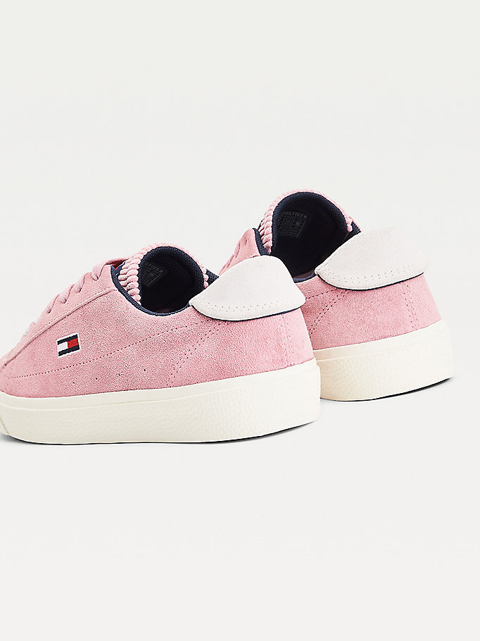 Tommy Hilfiger Semsket Skinn Low- Vulcanised Joggesko Dame Rosa | NCZAKI-027