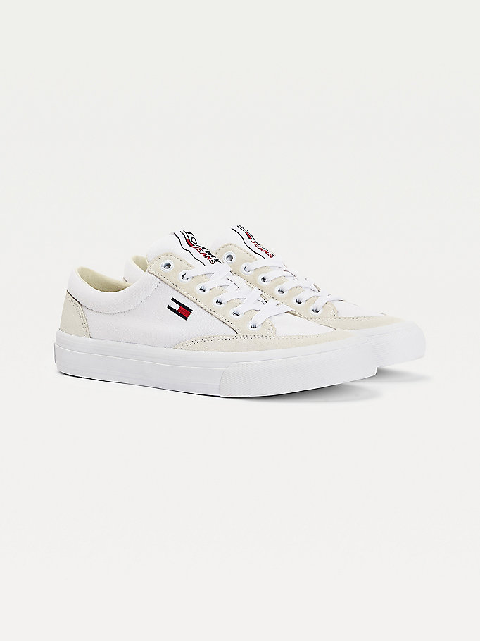 Tommy Hilfiger Semsket Skinn Panel Low- Joggesko Dame Hvite | NZJBPV-891