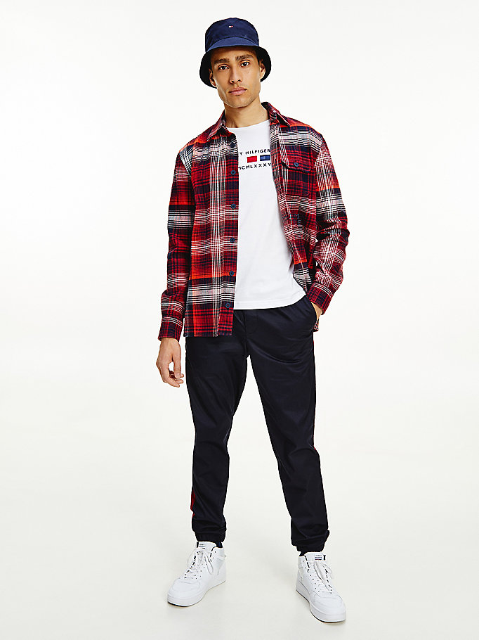 Tommy Hilfiger Shadow Check Relaxed Fit Over Skjorte Herre Blå | ADWHGM-892