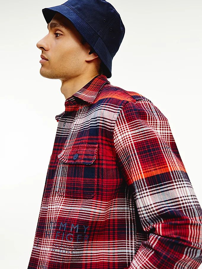 Tommy Hilfiger Shadow Check Relaxed Fit Over Skjorte Herre Blå | ADWHGM-892