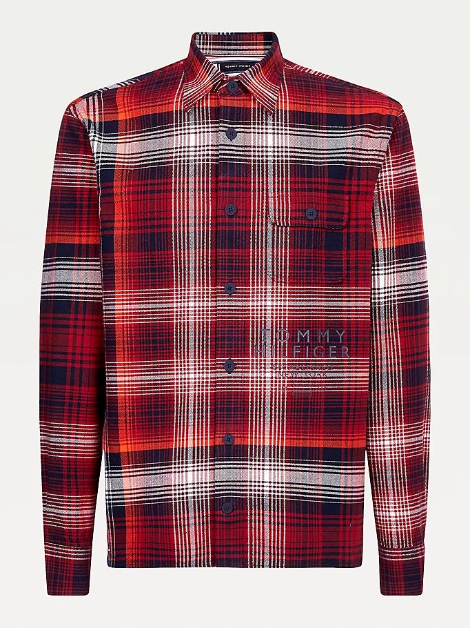 Tommy Hilfiger Shadow Check Relaxed Fit Over Skjorte Herre Blå | ADWHGM-892