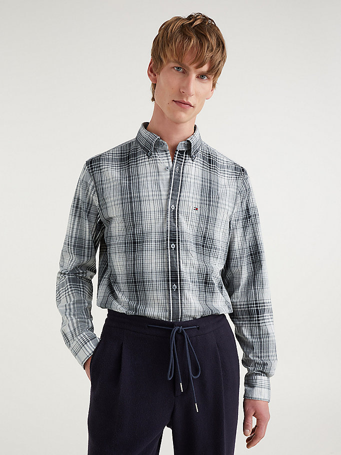 Tommy Hilfiger Shadow Check Relaxed Fit Skjorte Herre Grå | CFMSTK-275